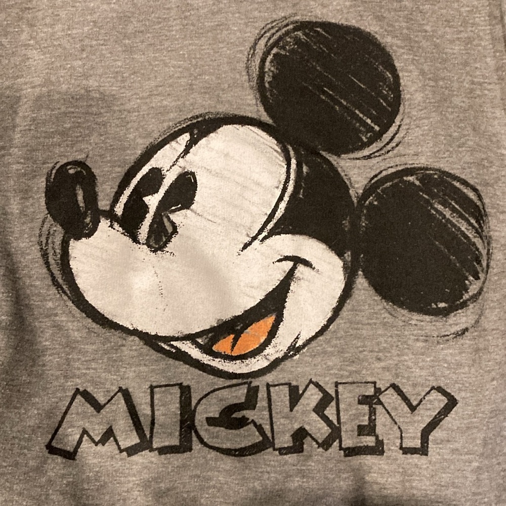 Disney Mickey Mouse Graphic Long Sleeve Gray Crewneck Sweatshirt X Small EUC